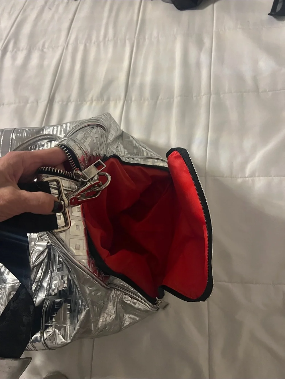 Sprayground Silver Embossed Monogram Duffel